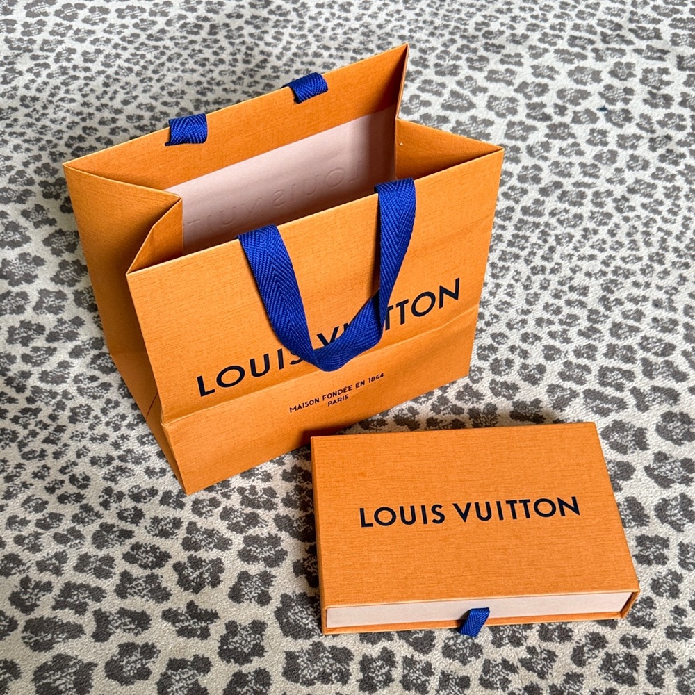 Louis Vuitton Vibrant Orange Bag and Box with Blue Accents